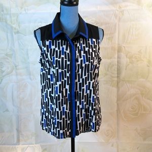 Calvin Klein sleeveless blouse w contrast yoke